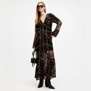 ALLSAINTS  Bryn Embellished Panelled Maxi Dress size 6